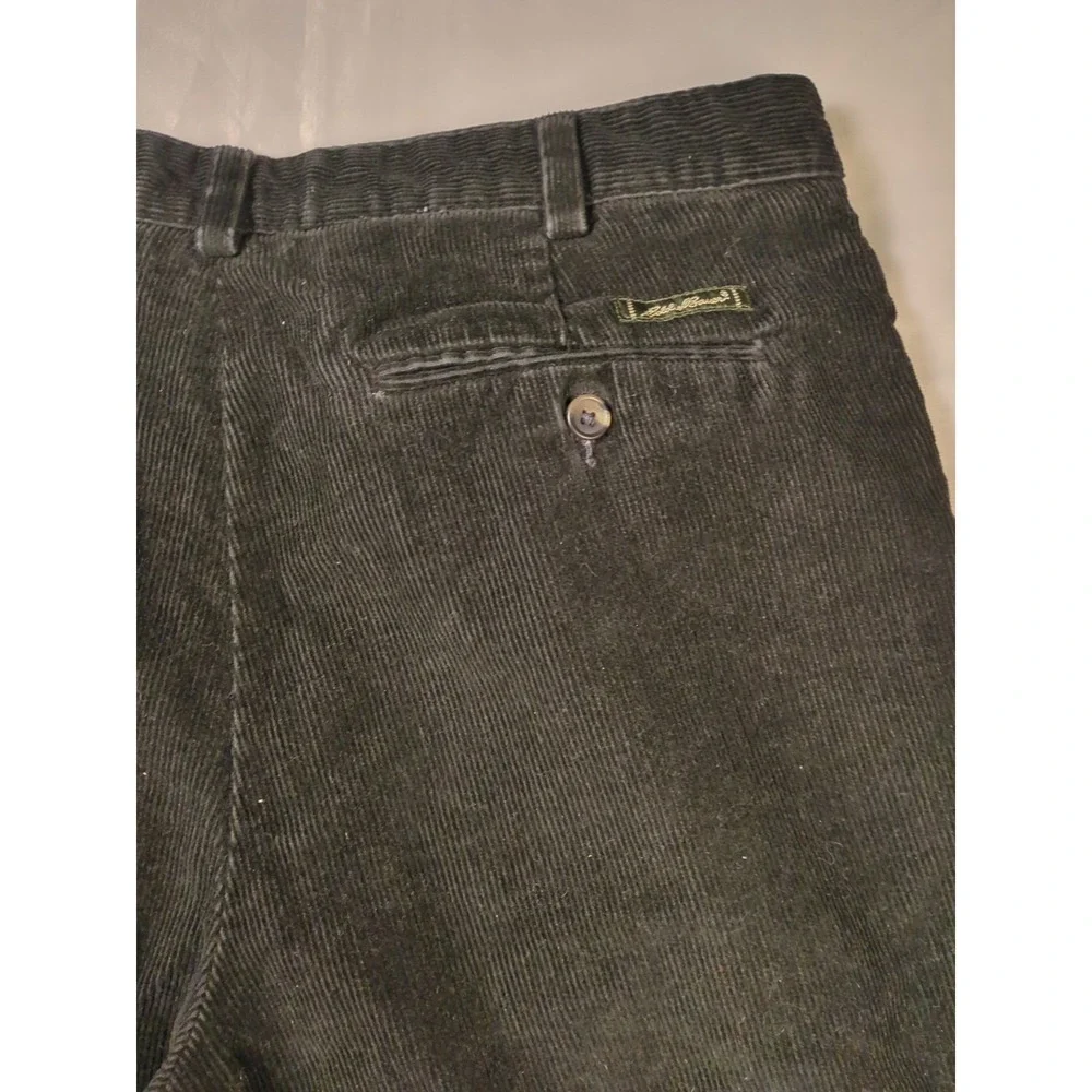 Vintage Eddie Bauer Black Corduroy‎ Pants Size 36x30 Mens Relaxed Fit Nano-care